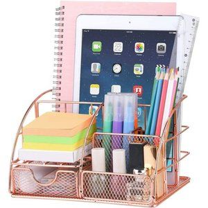 Desk Organizer for Women,Cute Mesh Office Supplies Accessories Essentials Caddy